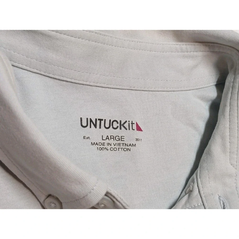 UNTUCKit Shirt Mens Large Gray Wrinkle Free Cotton Long Sleeve Button Up Casual